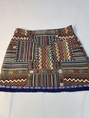 Bohemian Multicolor Patchwork Mini Skirt
